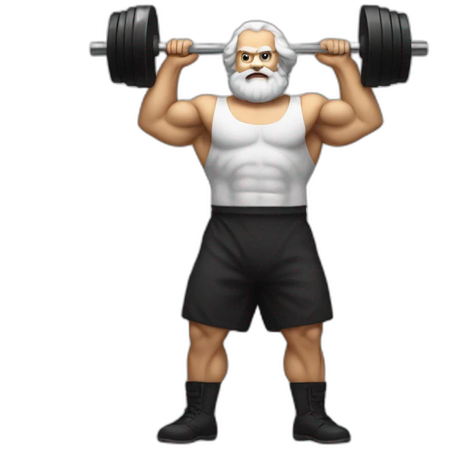 Karl Marx lifting weights emoji