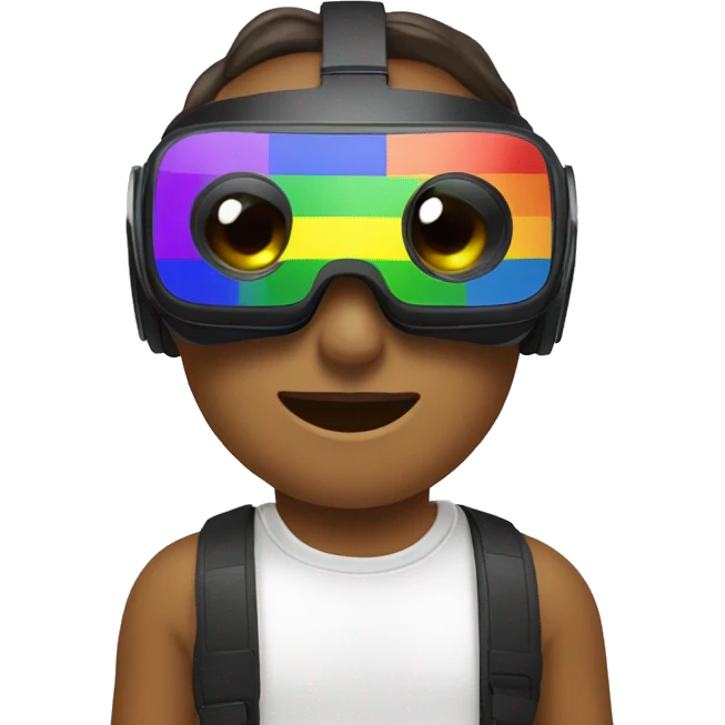 A VR headset with pride flag colors emoji