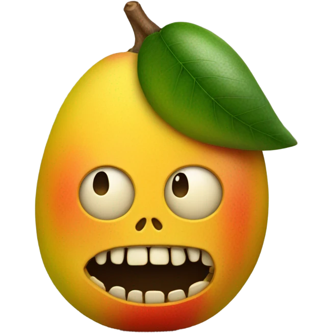 Mango with skull face and mewing balkian stare emoji