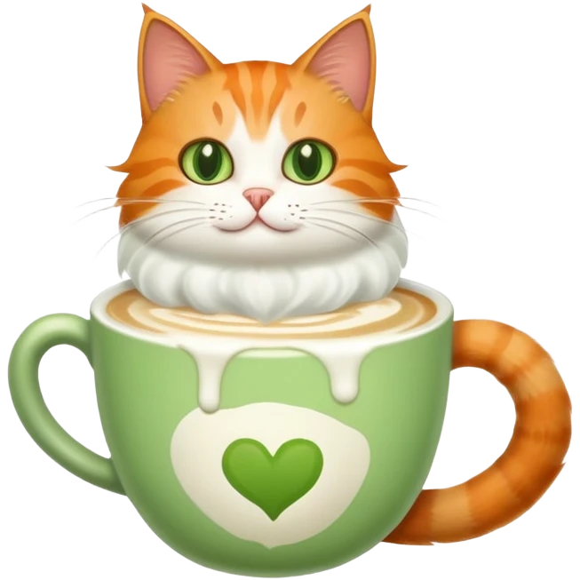 Macha latte with cat emoji