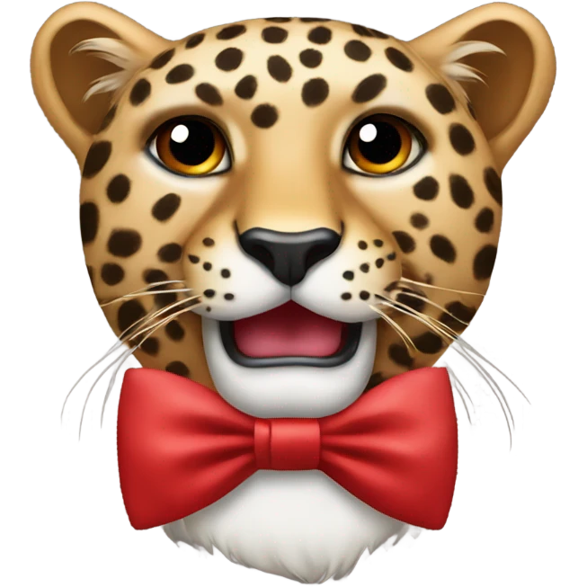 leopard wearing a red bow tie  emoji