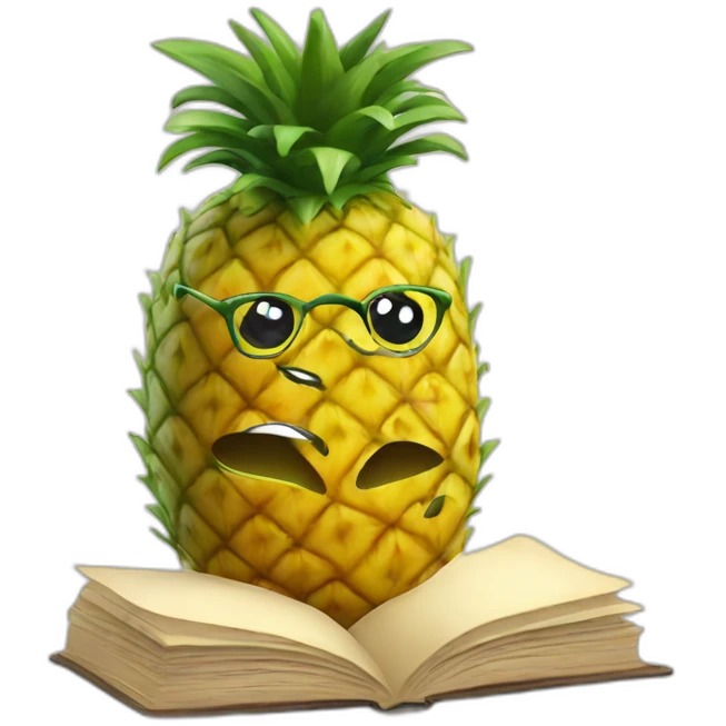 A pineapple reading a book emoji