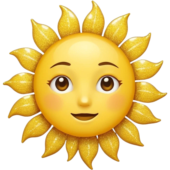 sun in 2d golden glitter in colour emoji