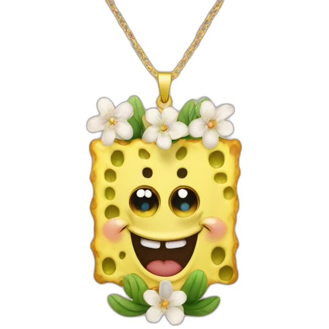SpongeBob with a flower necklace  emoji
