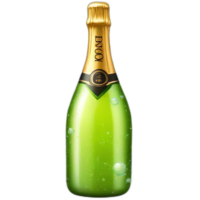big champagne bottle with bubbles around emoji