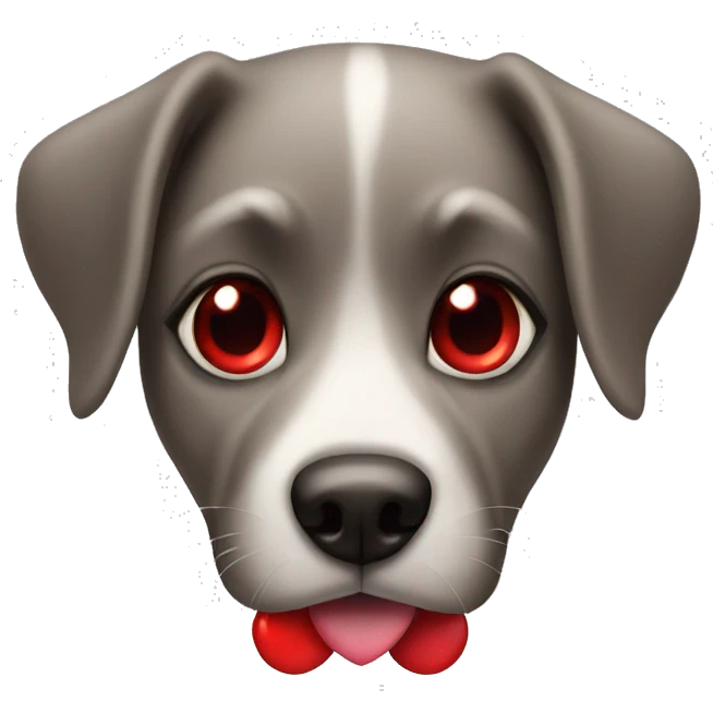 Dog whit red eyes and a heart  emoji