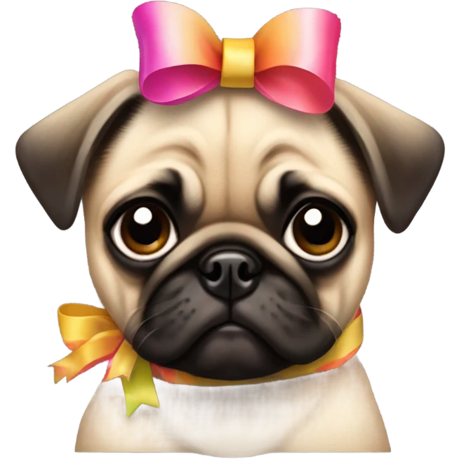 Pug puppy with bows emoji