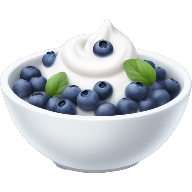 White bowl with yogurt and blueberries emoji