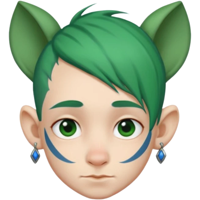 green haired heavy blue tattooed big head accessory big nose mid size ear young emoji