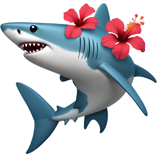 shark with hibiscus flower emoji