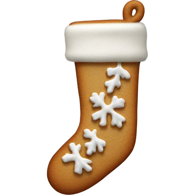 frosted gingerbread cookie shaped like a winter sock emoji