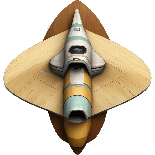 Retro Photographic quality Painted Flying Starship spacecraft wooden  emoji