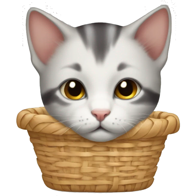 Kitten curled up in a basket emoji