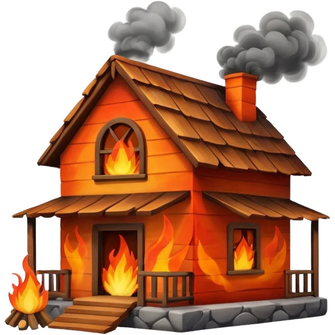 burning house front view emoji