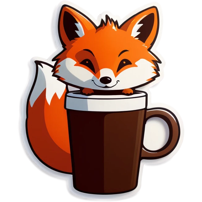 Tiny fox drink coffee emoji