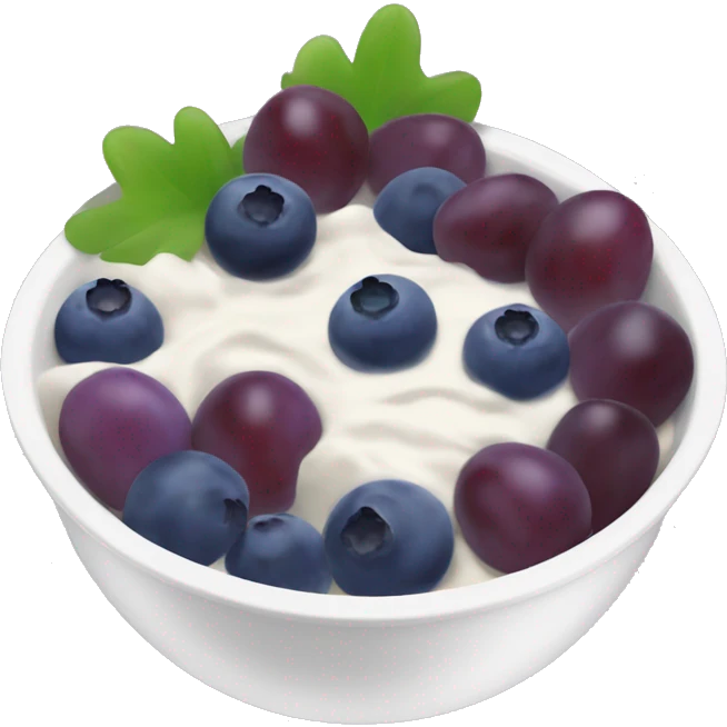 yoghurt bowl with grapes and blueberries emoji