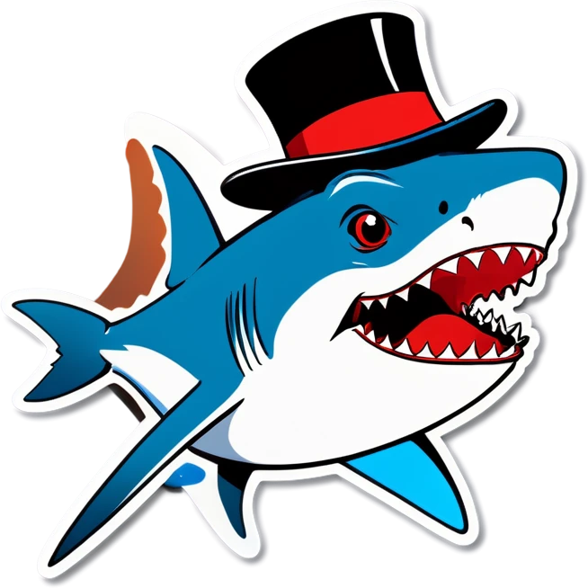 Shark with a top hat emoji