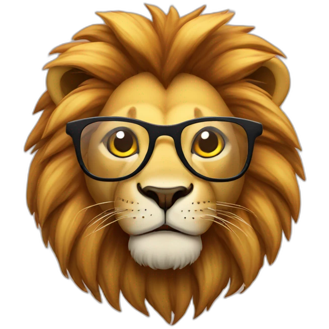 lion con lentes feliz emoji