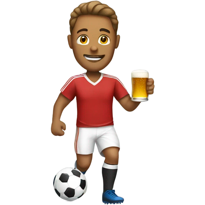 Man with beer playing soccer emoji