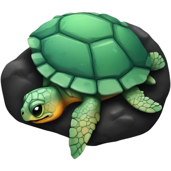 Sea Turtle Sleeping on a Lava Rock emoji