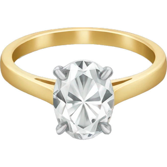 Oval diamond ring with gold band emoji