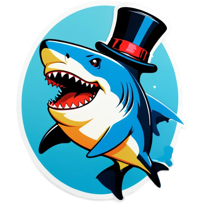 Shark with a top hat emoji