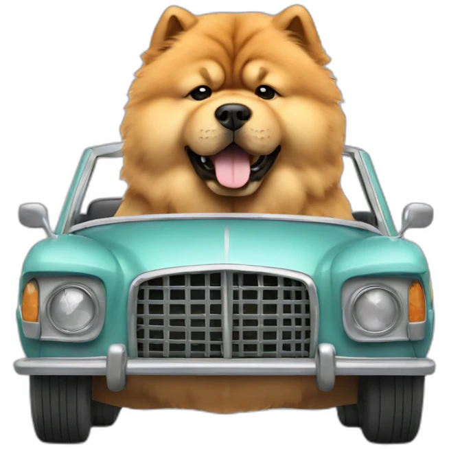 chow chow in a car emoji