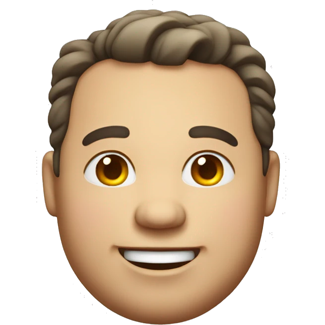 late 30s chubby man with a dimple on the right side cheek smiling emoji