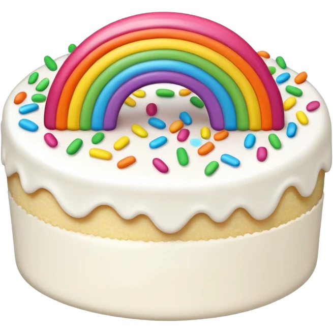white cake with rainbow sprinkles emoji