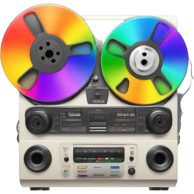 reel to reel tape deck rainbow emoji | AI Emoji Generator