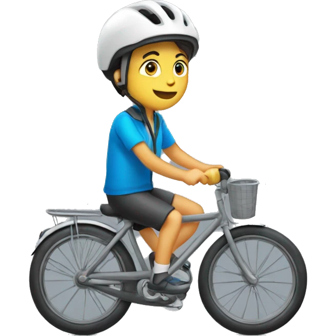 Un garçon sur un vélo qui supporte une équipe emoji