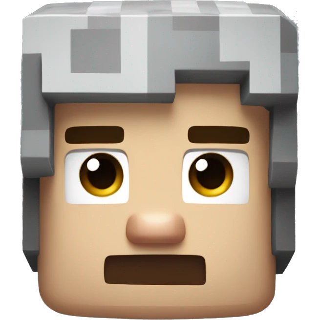 Minecraft's Steve's head with an slightly frowning face emoji