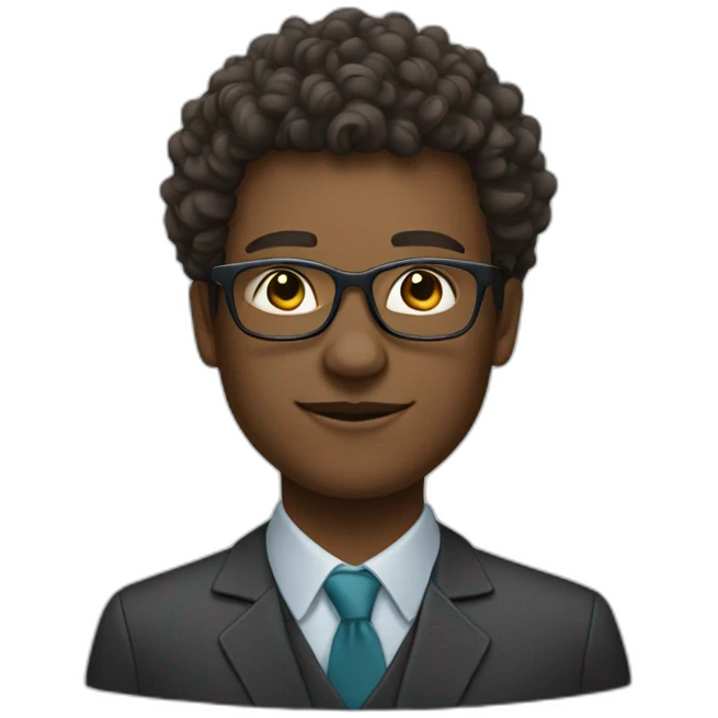 a financial market trader with curly hair and white skin and glasses emoji