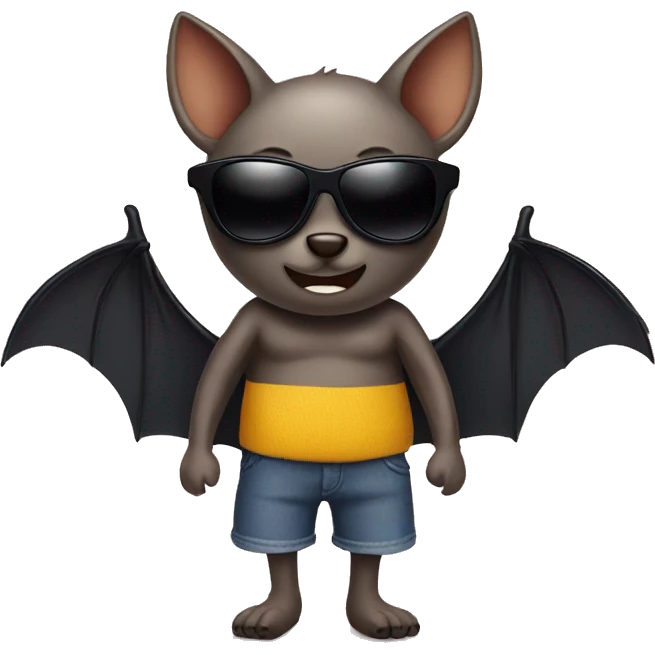 Bat with shorts and sunglasses emoji
