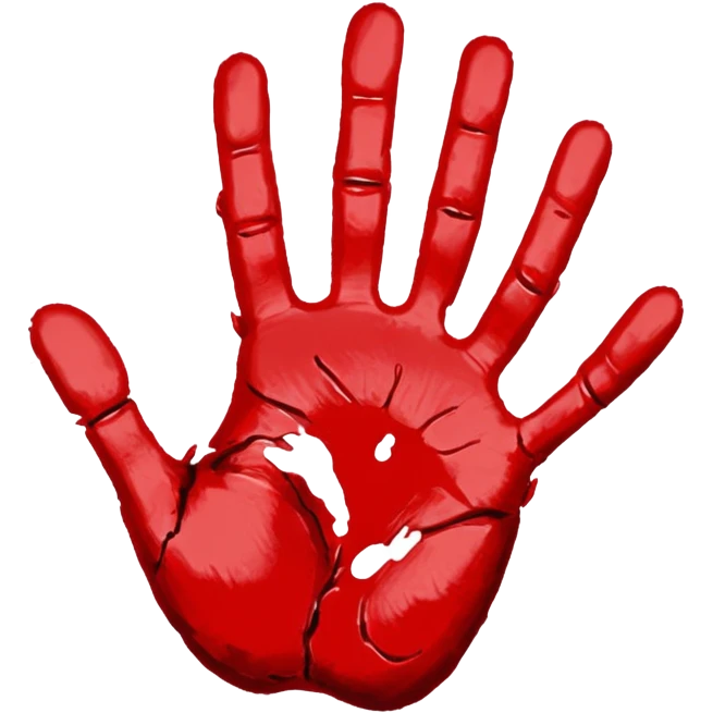 Red paint hand print emoji