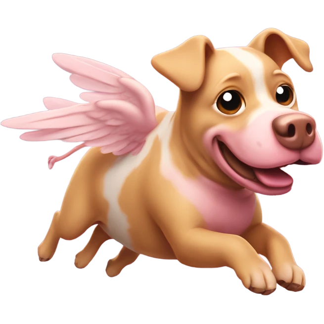 Dog flying on a pig emoji