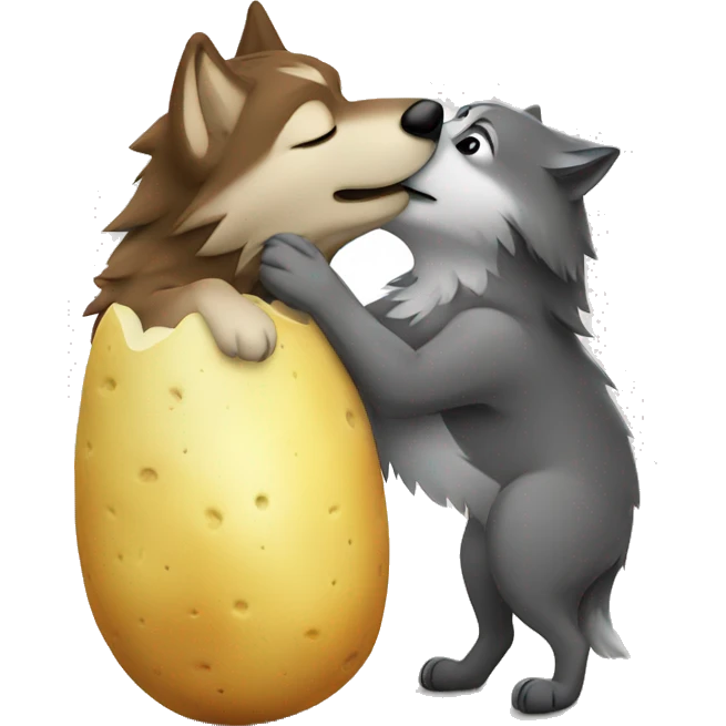 Wolf kissing potato emoji