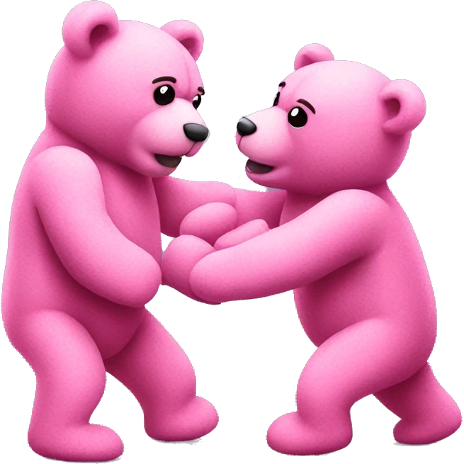 two pink teddy bears fighting emoji