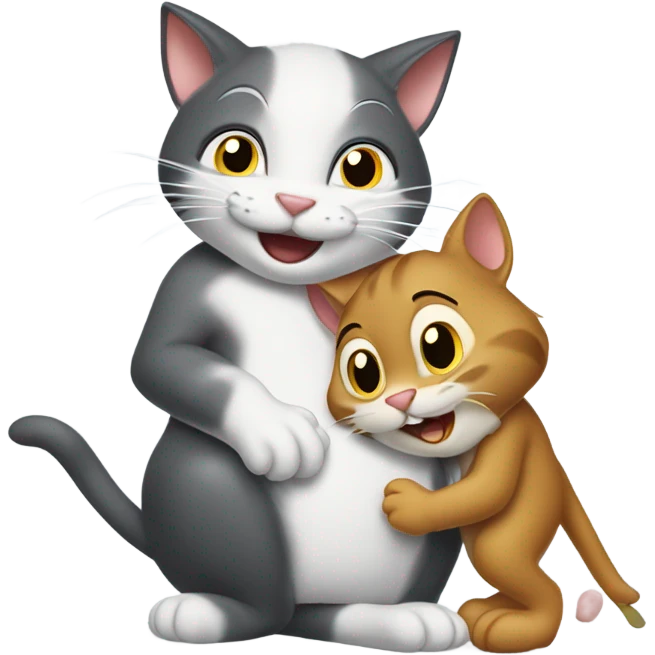 Tom the cat holding Jerry the mouse  emoji