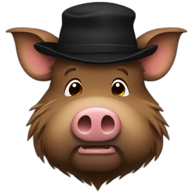 fullface depressed brown boar with stubble in a black winter hat emoji