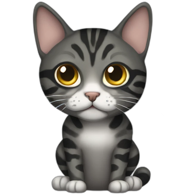 Black mackerel tabby cat pooping emoji