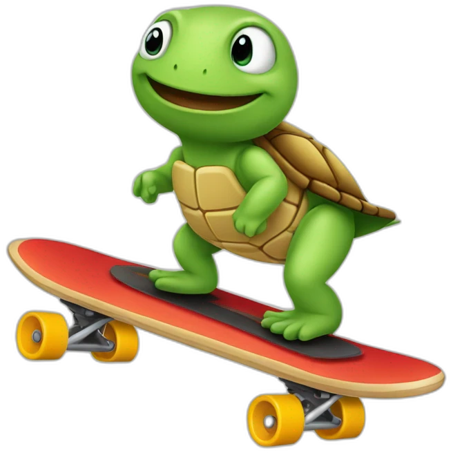 Turte riding a scateboard emoji