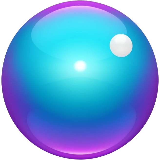 Magic glowing neon-Cyan-purple-gradient iridescent exotic magical glossy glassy 8-ball emoji