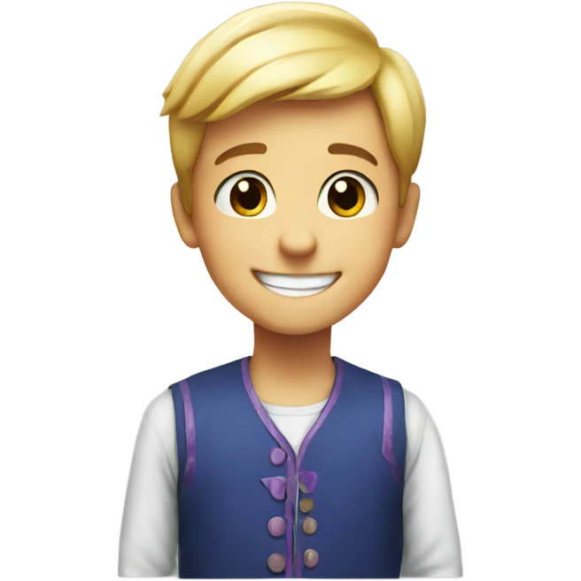 smiling boy with party scene emoji