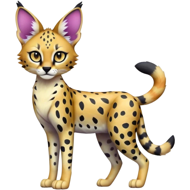 Anthro Epic Edgy Dark Colorful Pastel-Gradient Serval-Vernid full body emoji
