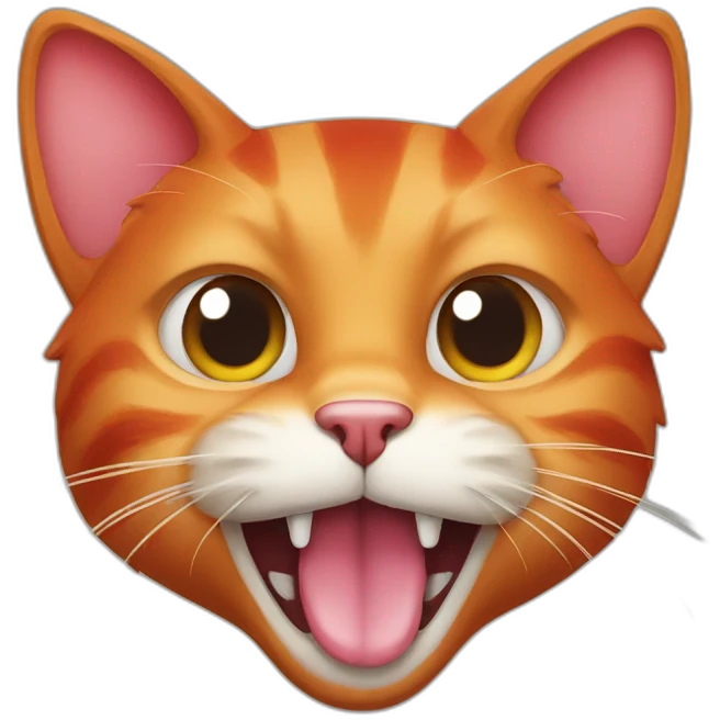 Red cat with tongue hanging out emoji