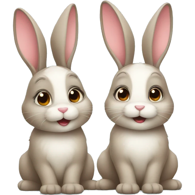 Two cute bunnies emoji