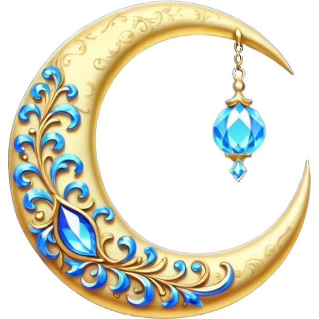 Crystal damask crescent moon emoji