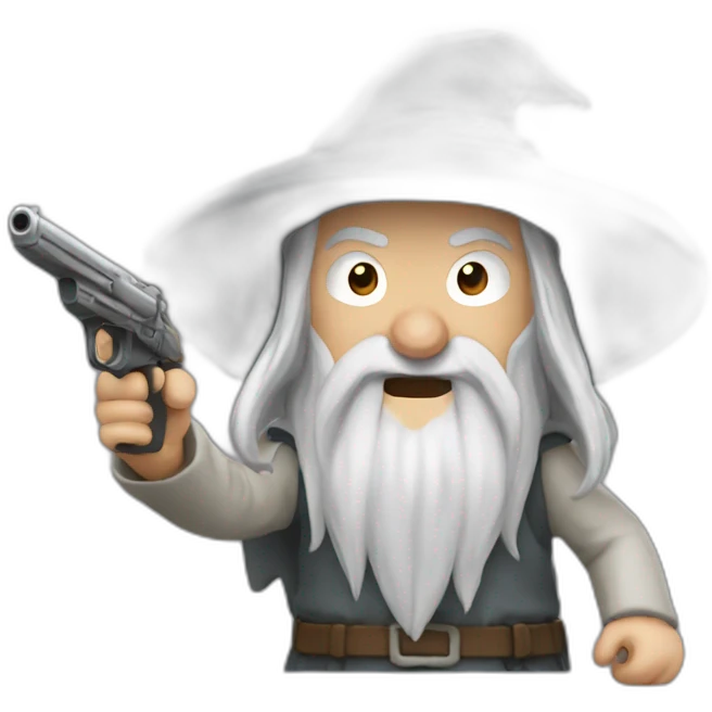 Gandalf shouting a gun emoji