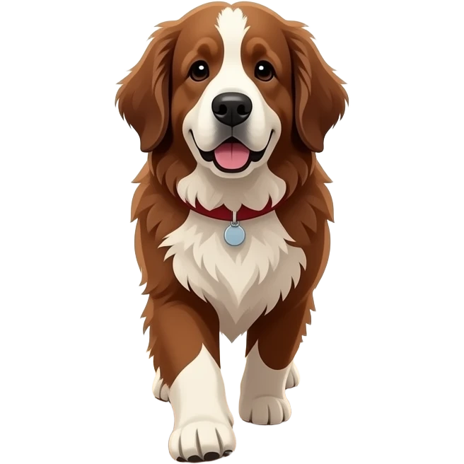 The Newfoundland walks into the bright living room. emoji